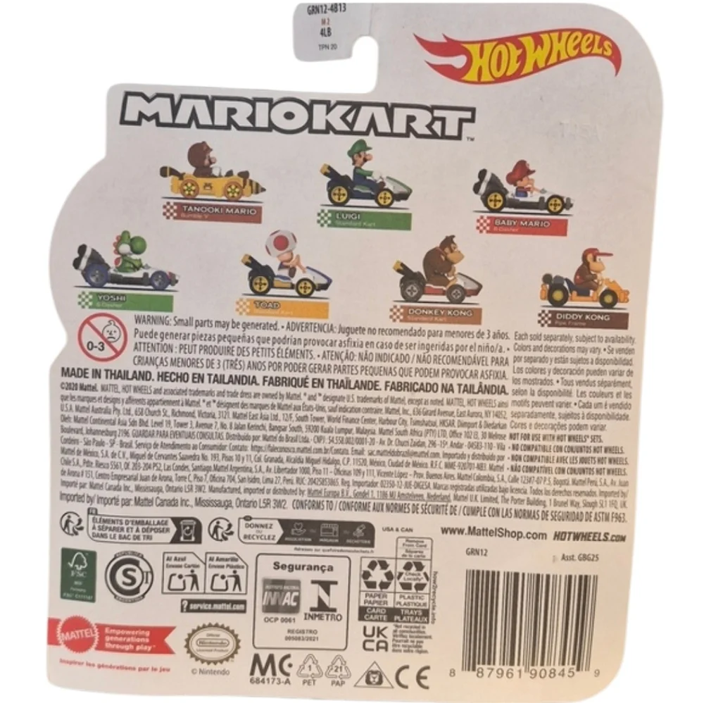 HOT WHeeLs × MARIOKART BABYMARIO B-Dasher, 1:64, Red & Blue.